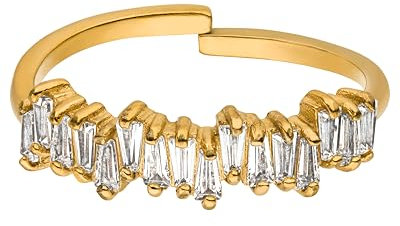 Purelei® Powder Ring (Gold, Silber), 18K Vergoldet, Wasserfest Mit Asymmetrischen Schmucksteinen, Größenverstellbar, Geschenk für Damen (M/L, Gold)