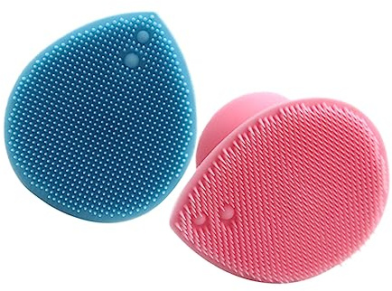 BCOATH Manuelle Gesichts und Kopfhautbürste aus Silikon 2 Stück-pack Standfeste Basis Sanftes Peeling für Dusche