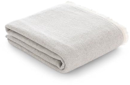 GAMUSI Coperta per divano in cotone, multiuso, per letto, 130 x 180 cm, colore grigio chiaro