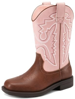 DREAM PAIRS REIT-Kampfstiefel für Mädchen mit mittlerer Wade,Size 36,Rosa/Braun,KKUMMB2502
