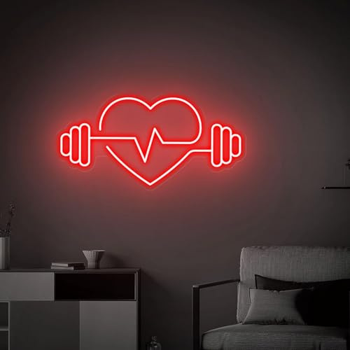 GYM Neon Zeichen Dumbbell Neon Licht, Fitness Wand Zeichen Gyms Open Wall Art Decor Geschenk für sie, Schlafzimmer Lampe