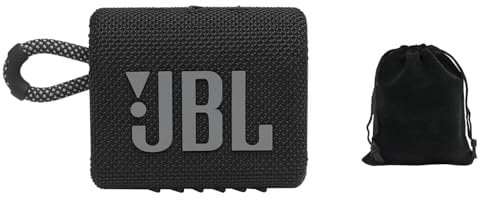 JBL Go 3 - for Portable Use - Speaker with Bluetooth - Built in Battery Waterproof and Dustproof - Includes Storage Pouch (Black)