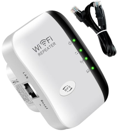 WiFi Extender, 2024 Wireless Internet Repeater Range Extender Long Range Amplifier, WiFi Signal Booster Up to 3000sq.ft with Integrated Antennas Ethernet Port Compatible Home 1-Key Setup