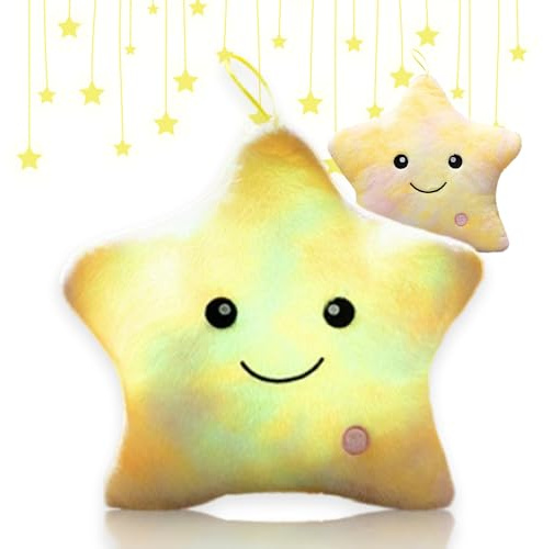 Shengou Weihnachten Kissen Stern LED, kuschelkissen LED,Kissen Deko, Leuchtendes Sternenkissen, Sternkissen Flauschiges, für Weihnachten,Geburtstag,Schlafzimmer Deko