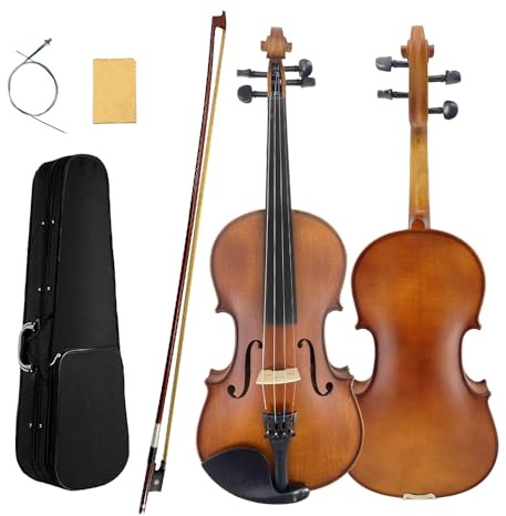 ModouString 16 inch Viola with Spruce Top, Maple Back & Side, Ebony Fittings,Bow,Case 4 String Acoustic Viola for Students & Adults, Handmade