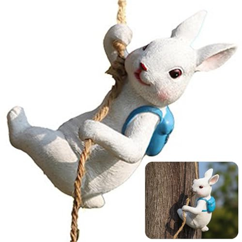 KUKUTrue® Osterhasen Figuren, Osterhase Deko, Osterdeko zum Aufhängen, Hasen Anhänger aus Kunstharz für Oster und Frühlingsdeko, Frühling und Ostern