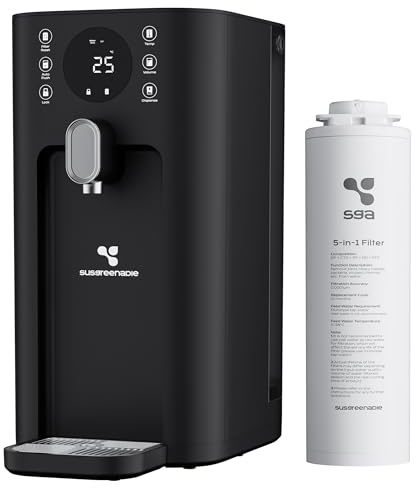 Ciarra Tragbarer RO Osmoseanlage Heißwasserspender, 5-in-1 Filter mit UV-C & TDS, 2,4L Tank, 5 Temperaturen, 3s Schnellheizung, 3:1 Verhältnis