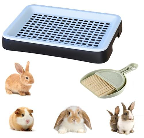 Rabbit Litter Tray Set, Shallow Small Animal Litter Box for Guinea Pigs | 9.84x7.68x1.18 Easy-to-Clean Toilet Potty Trainer for Hamsters Guinea Pigs Kittens