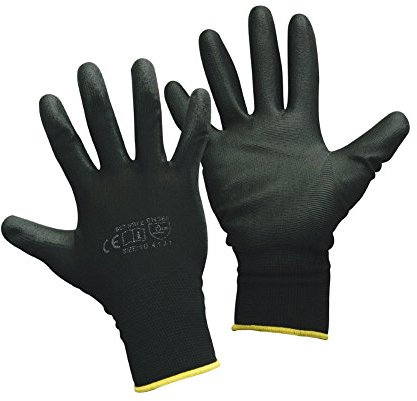 Montagehandschuhe - 12 Paar - Arbeitshandschuhe - Farbe: schwarz - 6 (XS)