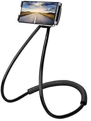 Universal Smart Mobile Phone Stand,Hanging on Neck Cell Phone Mount Holder, Flexible Lazy Bracket DIY Free Rotating for Multiple Functions (Black),