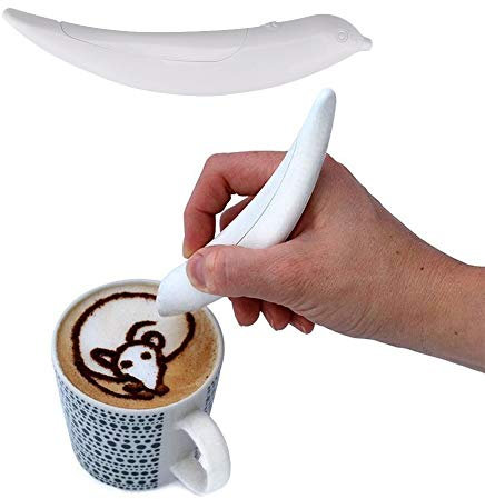 DuDuZui Latte Pen Electric Coffee Pen Spice Pen Works with Cinnamon/Salt/White sugar/Fine Coffee Grinds,for Latte & DIY Food (White)