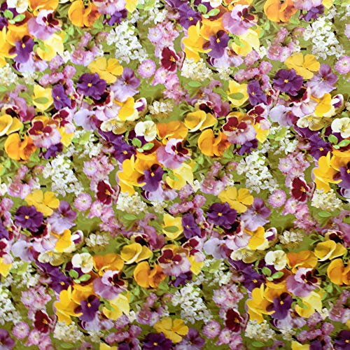 KEVKUS Wachstuch Tischdecke C970 Stiefmütterchen Veilchen Blütenwiese Blumen Frühjahr eckig rund oval (Rand: Schnittkante (ohne Einfassung), 140 x 280 cm oval)