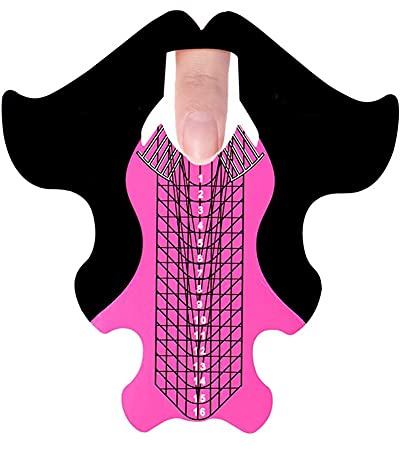 100pcs Extra Long Art Nail Extension Paper Nail Art Tips Guide Sticker French DIY Tool UV GEL Form Guide Stickers (Fish Patten Pink)