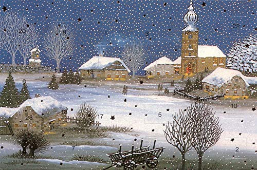 sticker-dealer 5 Adventskalenderkarten Winterdorf Nostalgie Grußkarten
