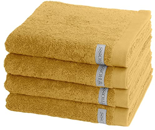 Ross - 4 teiliges Frottier-Set - Sinfonie (4 X Handtuch im Set) - 500 g/m2 - Baumwolle - Walkfrottee - saugstark - weich und flauschig - Senf
