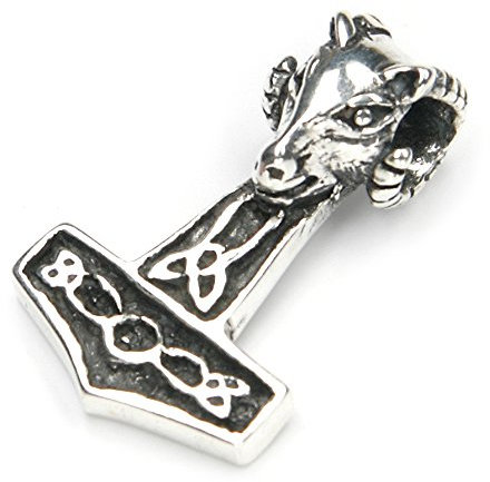 NKlaus 2,5cm Kettenanhänger Thors Hammer Widderkopf Silber 925 Wikinger Amulett 3971
