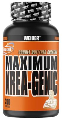 Weider - Krea Genic Caps - Doppelt gepuffertes Kreatin für maximale Leistung - Mehr Power beim Workout, Muskelaufbau - 200 Kapseln