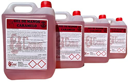 4 Garrafas de Jabón de Manos 5 Litros · Gel para todo tipo de Dispensadores Pack ahorro ·Jabón Líquido Hidratante de Manos Caramelo · Uso Diario · Especial para Uso Industrial