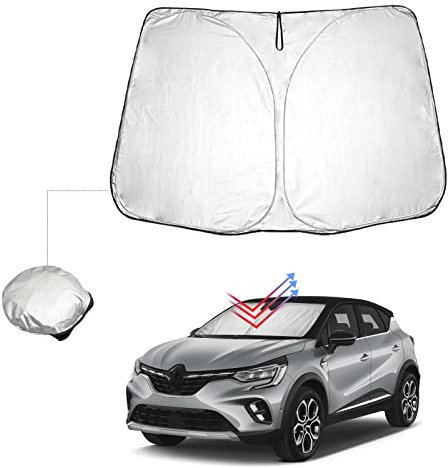 BIBIBO Captur Cubierta para Parabrisas Delantero Compatible con Renault Captur 1. / Captur 2. 2013-2024, protección Solar para Parabrisas Delantero del Coche, Plegable, protección contra Rayos UV
