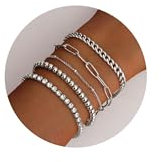 CASSIECA 5Pcs Ketten Armbander für Damen 18K Vergoldet Armkette Damen Tennis Armband Twist Figaro Kettenarmbänder Verstellbar CZ Modeschmuck Armbander Silber Armbander für Damen Mädchen