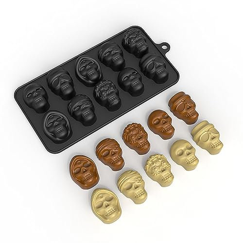Joyeee Totenkopf-Silikonform, Eiswürfelform, Schokoladen Süßigkeiten Formen für Buntstift Gelee Fondant Harz Kekse
