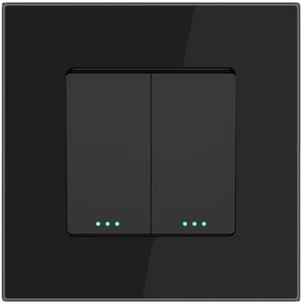 PULSAR Wechselschalter Doppelt 1 Fach Schwarz Glas, Wechselschalter Doppelt Unterputz 86x86mm, Doppel Lichtschalter Moderner WippschalterDoppelschalter