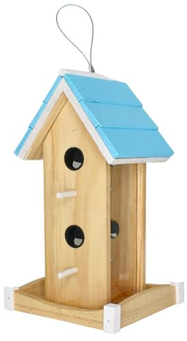 Lyra Pet® | Vogelhaus Villa | Modernes Vogelfutterhaus für Garten & Balkon | Wetterfestes Futterhaus aus Holz mit Plexiglas | Schutz für Wildvögel | Befüllbar von Oben | Futterstation zum Aufhängen