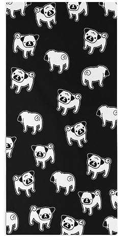 CZZYH Weiches Mikrofaser-Handtuch, Turn-Handtuch, Schwarz Weiß Cartoon Mops-Handtücher für Badezimmer, Küche, Teetisch (1 Handtuch)