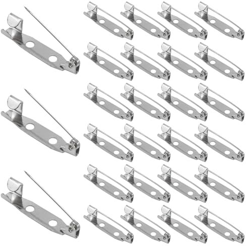 100pcs Silver Bar Pins,Brooch Pin,LockingPins Back Bar Pin with Holes Brooch Pins Clasp,25mm Secure backclasp with Back BarFastener for Jewelry Corsages Badges Making DIY Crafts,Stationary,Sewing
