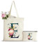Personalisiert Initialen Tragetasche Canvas mit Innentasche, Kosmetiktasche mit Reißver, Baumwolltasche, Einkaufsbeutel Tote Bag, Geburtstag Weihnachten Geschenk für Frau Freundin Mama Brautjungfer E