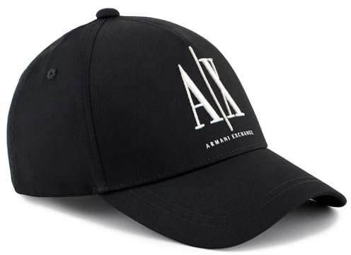 Armani Exchange Men's Curved Visor Contrast Front Logo Baseball Cap, Black, TU