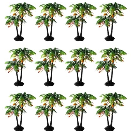 Alberi in miniatura modello treno, 12 palme artificiali da 14 cm, per decorazione, bonsai, artigianato, piante in miniatura per acquario, stile 4