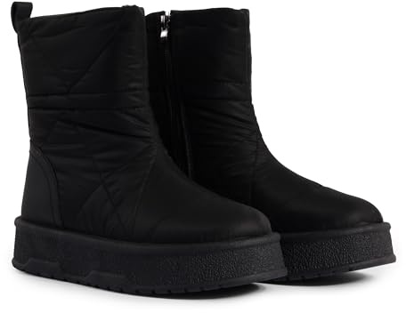 London Shoe Co Womens Padded Faux Fur Mid Calf Winter Snow Boots | Lightweight padded mid-calf snow boots with zip fastening, faux fur lining and chunky sole, sizes 3-7 UK