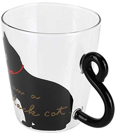 Semme Taza de mamá de Gato Taza Linda de Gato para Niños Reutilizable de Calor Transparente Diseño Adorable y Caprichoso Amantes y Coleccionistas de Gatos para café, Leche té (negro en forma)