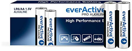 everActive AA Batterien, Pro Alkaline, Mignon LR6 R6 1.5V 10 Jahre Haltbarkeitsdatum - 200 Stück Packung