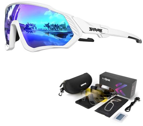 KAPVOE Polarisations-Fahrradbrillen,5 austauschbare Gläser,Unisex-Sportsonnenbrillen für Männer und Frauen,geeignet für Radsport,Mountainbiken,Laufen,Angeln,Rudern,Golf 07