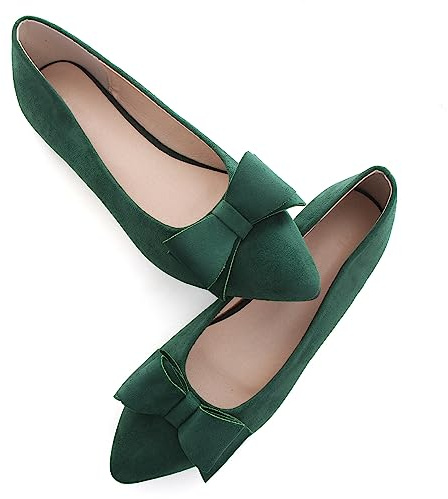 SAILING LU Women Bow-Knot Dressy Slip-On Ballet Flats, Tpj156-green, 5.5 UK
