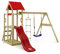 WICKEY Spielturm Klettergerüst TinyPlace mit Schaukel & roter Rutsche, Outdoor Kinder Kletterturm mit Sandkasten, Leiter & Spiel-Zubehör für den Garten