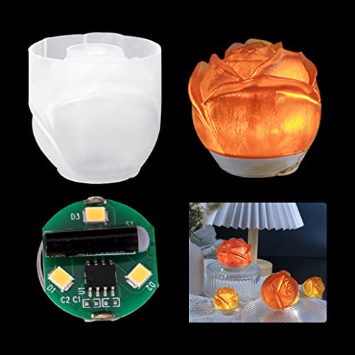 KyeeaDIY Light Bulb Resin Molds Led Bulb Silicone Molds Rose Ice Cube Mold Epoxy Casting Moulds Unique Crystal Lamp Molds for DIY Desktop Ornaments Table Lamp Home Decorations (Rose Mold)