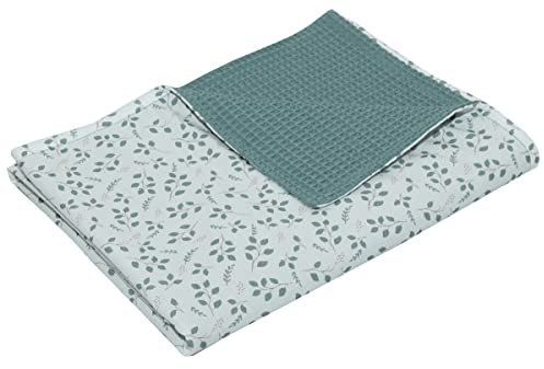 ULLENBOOM ® Babydecke 70x100 cm, Floral-Grün (Made in EU) - Baby Decke Neugeborenen, Aus 100% OEKO TEX Baumwolle, ideal für Kinderwagen