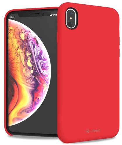 i-Paint Protective Cover for iPhone XS Max in Red Silicone with Microfiber Inside - Solid Case Red