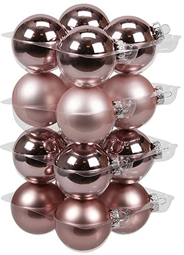 16 x Weihnachtskugeln aus Glas zum Hängen Ø 57 mm - Christbaumkugeln - Baumschmuck - Baumhänger - Weihnachtsbaumkugeln Farbe Lotus / 57 mm, Größe 16 x