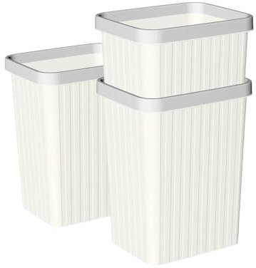 Cetomo 8.2L*3 Mülleimer, Abfalleimer, Papierkorb, Müllbehälter, Plastikmülleimer, Abfallbehälter für Papierabfall, Büro, Schlafzimmer, Kunststoff (PP), Weiß, 8.2L (28 x 23 x 29 cm), 3er Set
