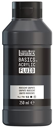 Liquitex 8870439 Basics Fluid Acrylfarbe mit fließender Konsiszenz, schnell trocknend, lichtecht, wasserfest, auf Wasserbasis, 250ml Flasche - Irisierendes Graphit