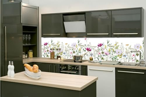 Dimex Küchenrückwand Folie Selbstklebend Blumen-Patchwork 260 x 60 cm | Klebefolie - Dekofolie - Spritzschutz für Küche | Made in EU