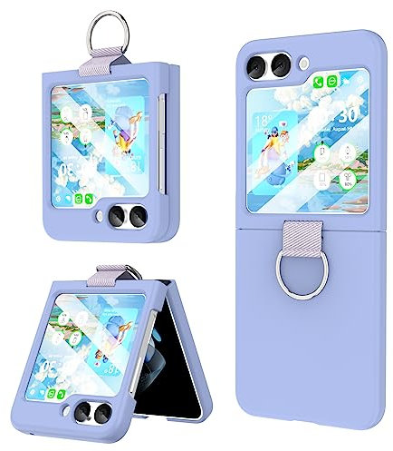 Design for Samsung Galaxy Z Flip 5 Case with Ring Shockproof Silicone Protective Cover Flip Z 5 Phone Case for Galaxy Z Flip 5 5G 2023 - Purple