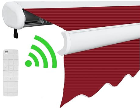 Arilco Elektrische Vollkassettenmarkise Kassettenmarkise Gelenkarmmarkise Markise Sonnenmarkise Sonnenschutz in vielen Farben und Größen wählbar in der Kassettenfarbe Weiß (4x3m Salsa)