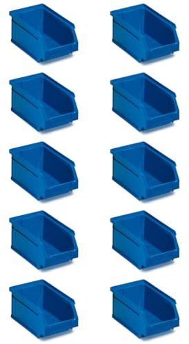 Tayg Pack 10 Gavetas de Plastico Apilables nº53 - Organizador de Tornillos, Cajones, Caja de Almacenamiento, Cubetas de Plastico Rectangulares, 33,6x16x13 cm