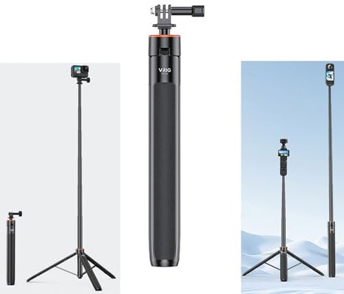 LICHIFIT Ausziehbarer Stativ Selfie Stick für DJI OSMO Pocket 3 / Action 4 längenverstellbare 138cm Verlängerungsstange für Insta360 ONE X3 / X2 Action Kamera Basishalterung Halterung