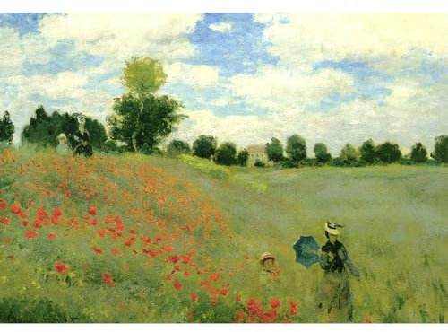 MISITU Mini Jigsaw Puzzle 1000 Pieces for Adults, Painting Poppies by Claude Monet, Micro Puzzles for Children over 14 Years